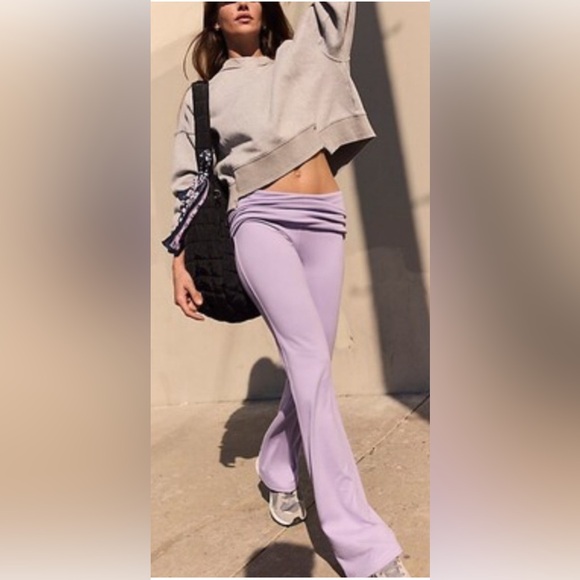 Free People Aced It Fold Over Leggings In Summer Lilac - Picture 1 of 17